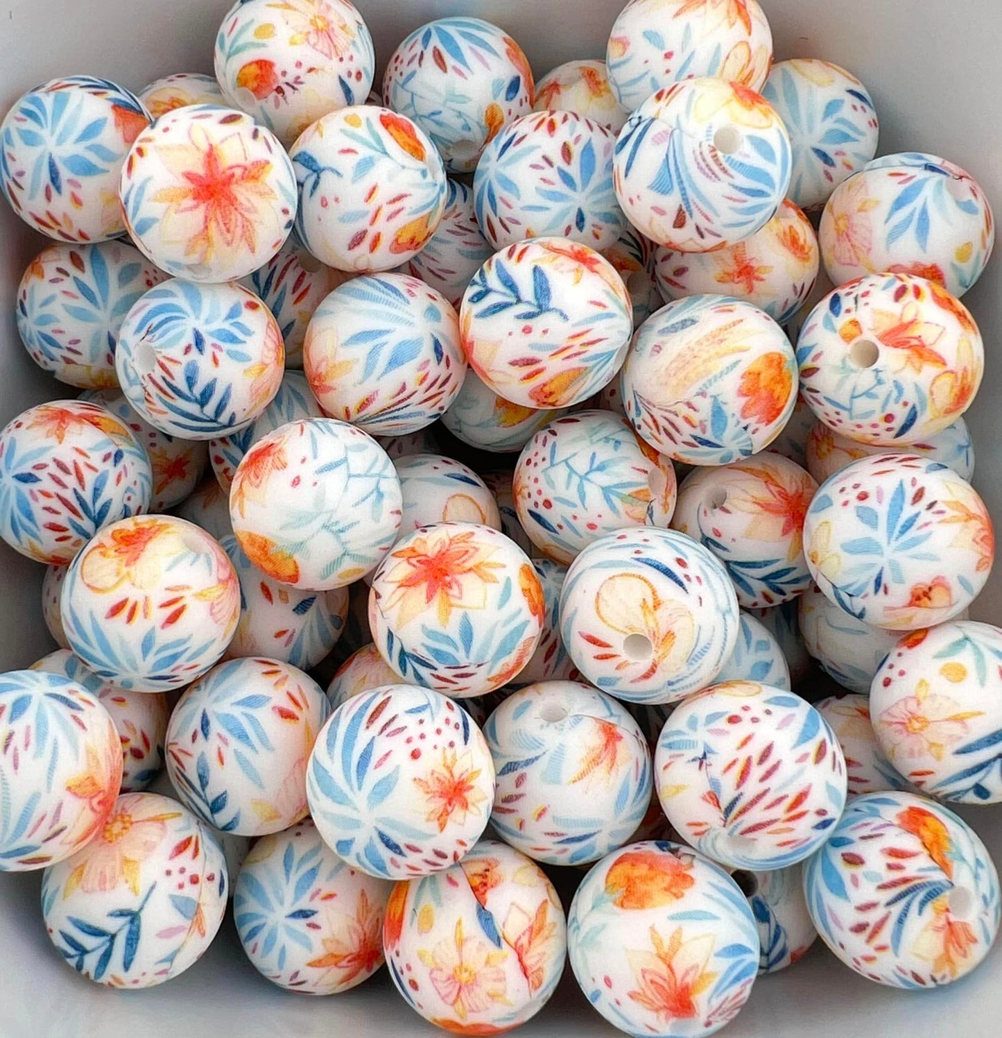 Pack of 35 15MM Fresh Floral beads