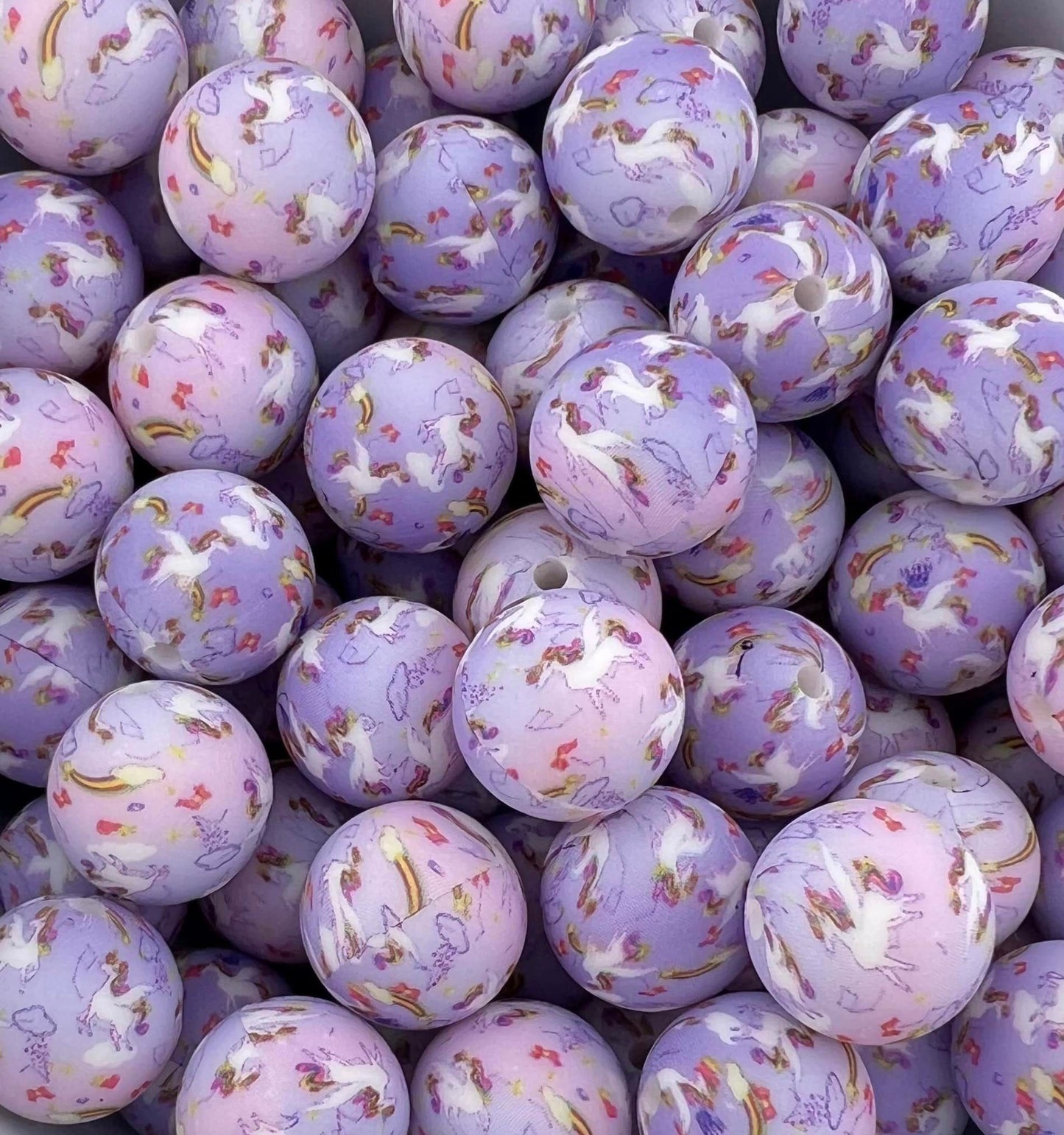 Pack of 100 15MM Purple Ombre Unicorn beads