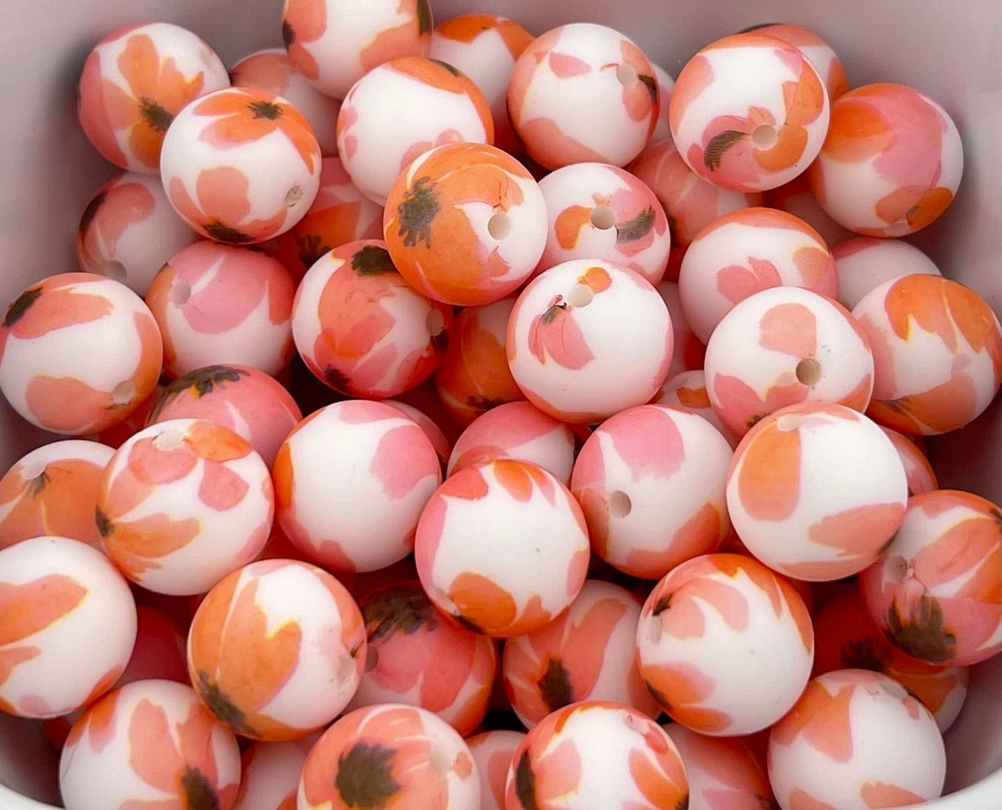 Pack of 40 15MM Peach Floral beads