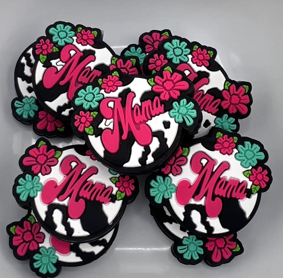 Pink and Teal Floral Mama Focal