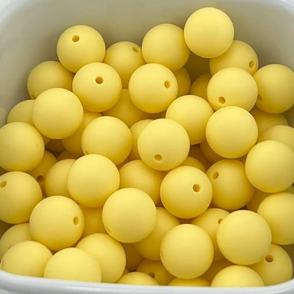 Pack of 100 15mm Butter Yellow Solid Silicone Beads