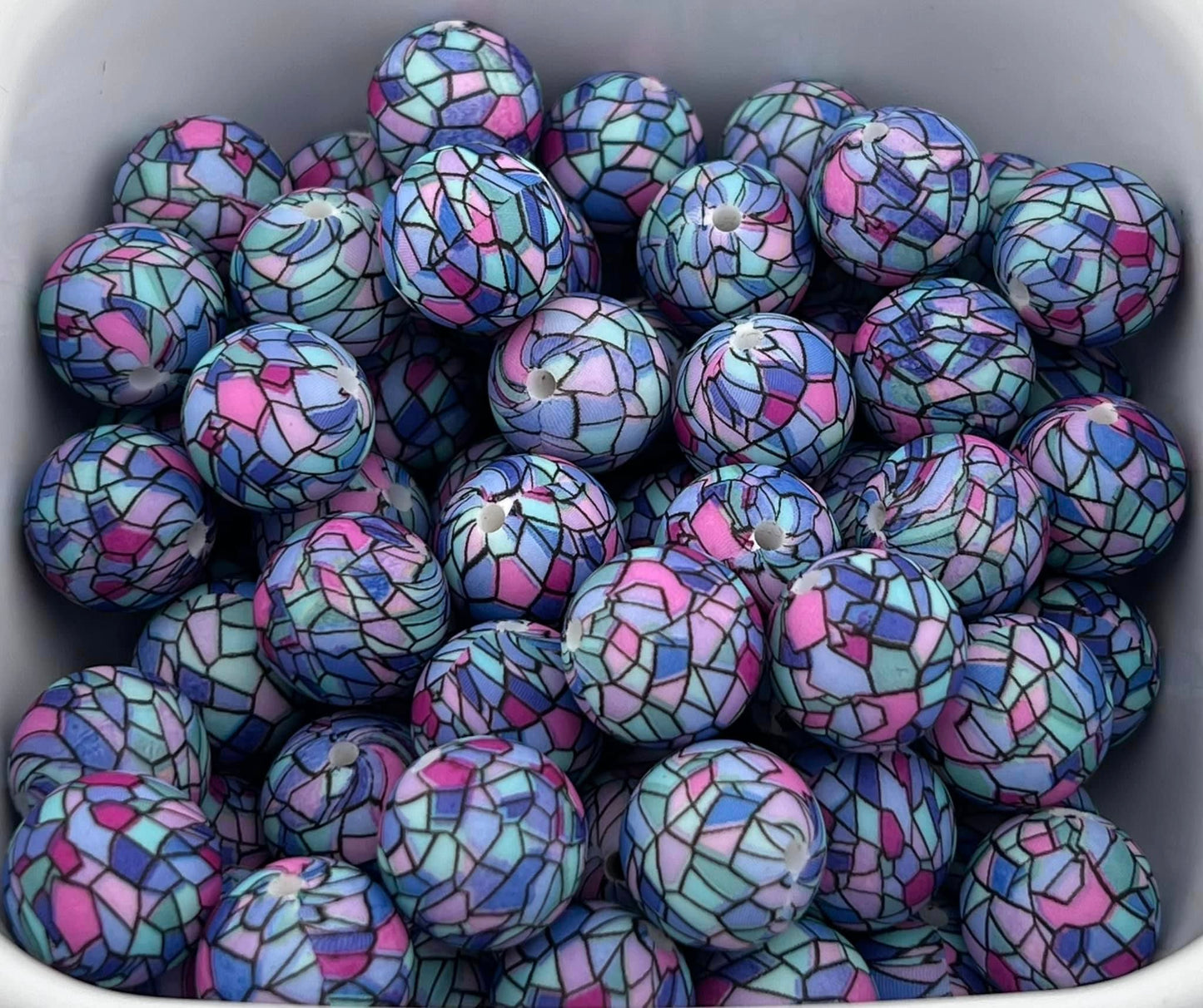 Pack of 40 15MM Stained Glass beads