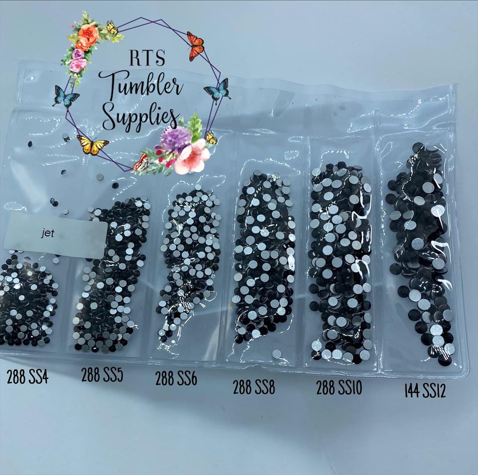 JET BLACK GLASS RHINESTONES