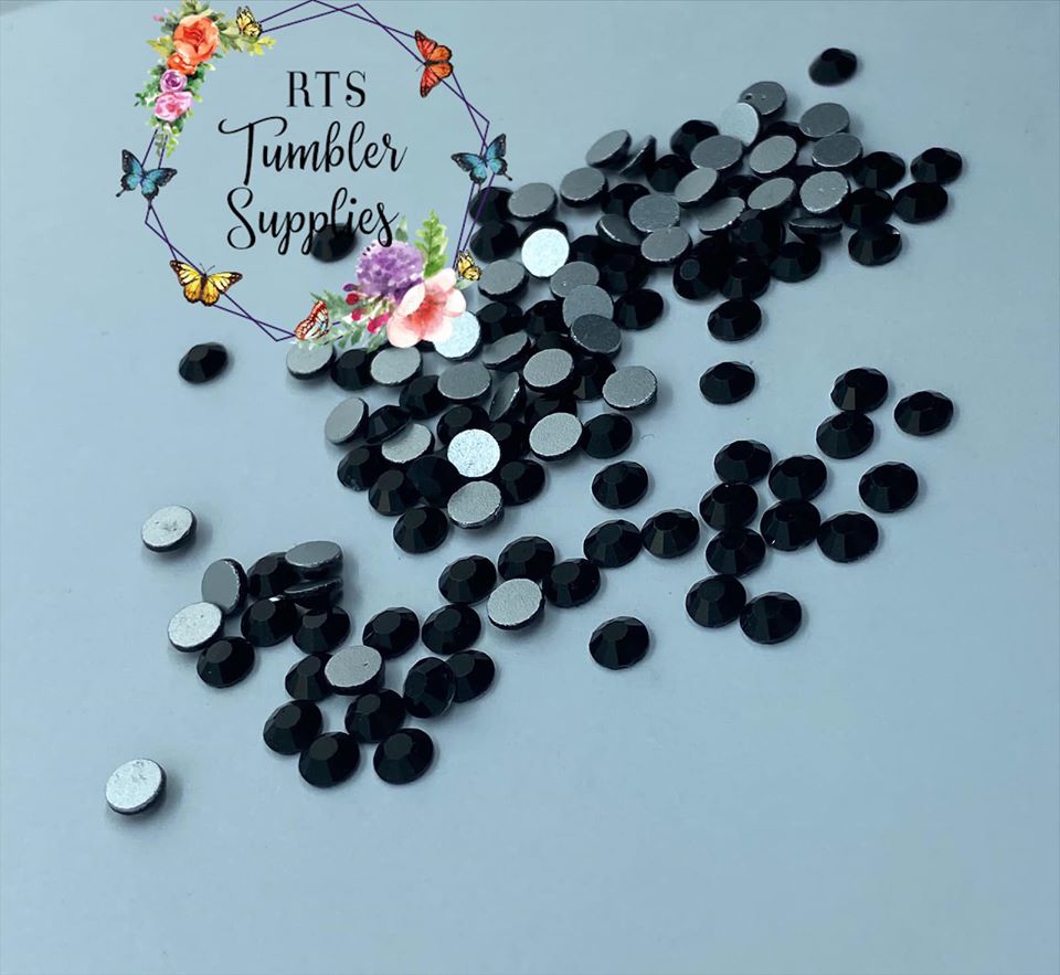 JET BLACK GLASS RHINESTONES