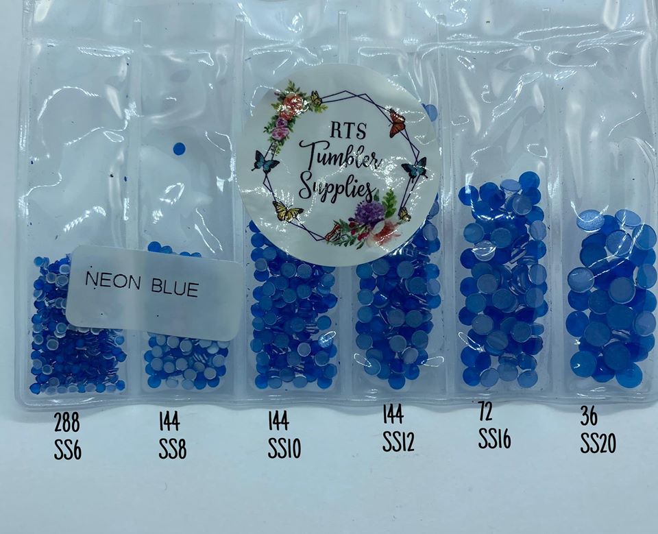 NEON BLUE GLASS RHINESTONES