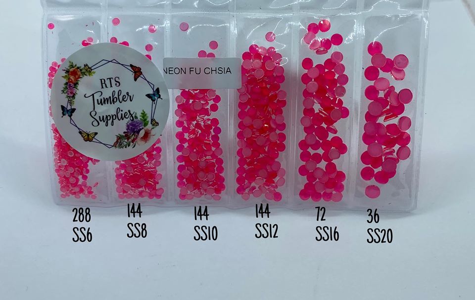 NEON PINK GLASS RHINESTONES