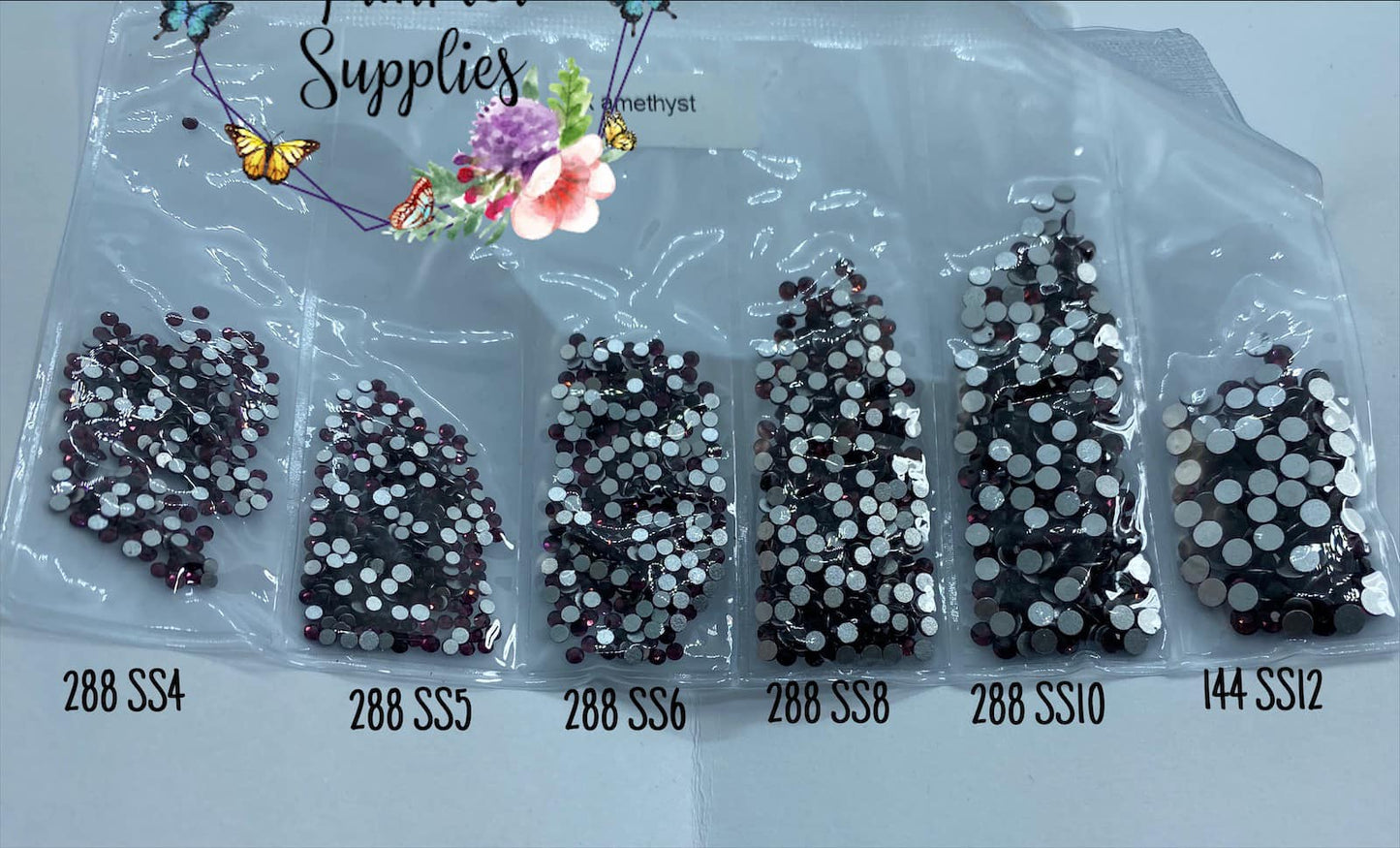 DARK AMETHYST GLASS RHINESTONES