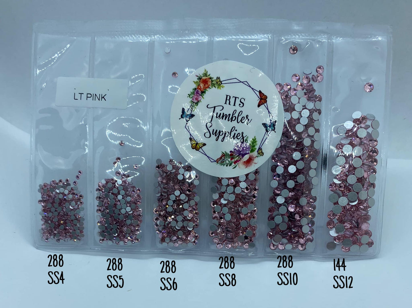 LIGHT PINK GLASS RHINESTONES