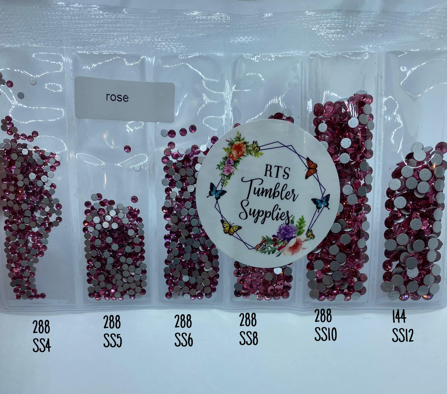 ROSE GLASS RHINESTONES