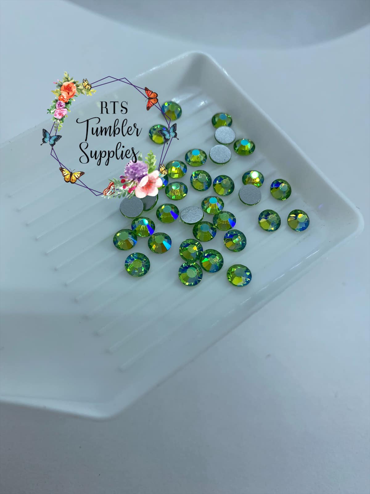 LIGHT PERIDOT AB GLASS RHINESTONES