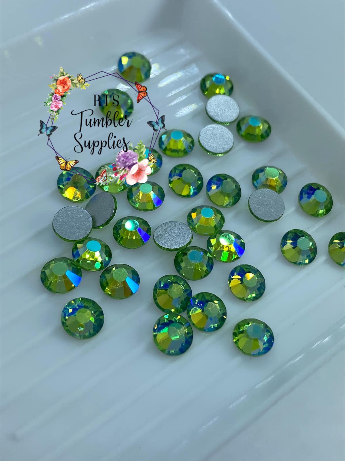 LIGHT PERIDOT AB GLASS RHINESTONES