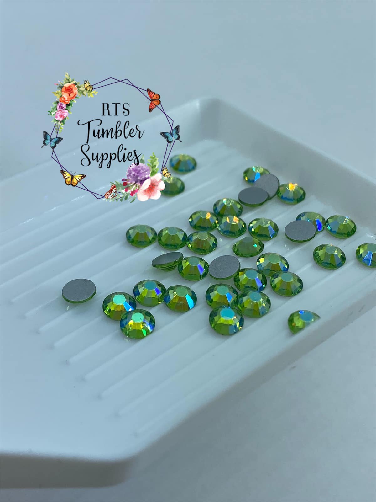 LIGHT PERIDOT AB GLASS RHINESTONES