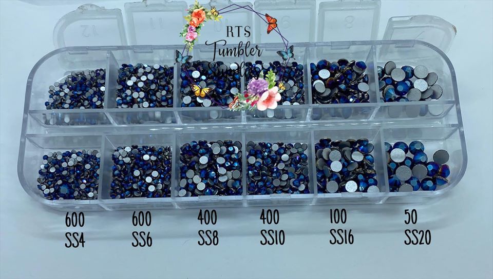 MINE BLUE GLASS RHINESTONES