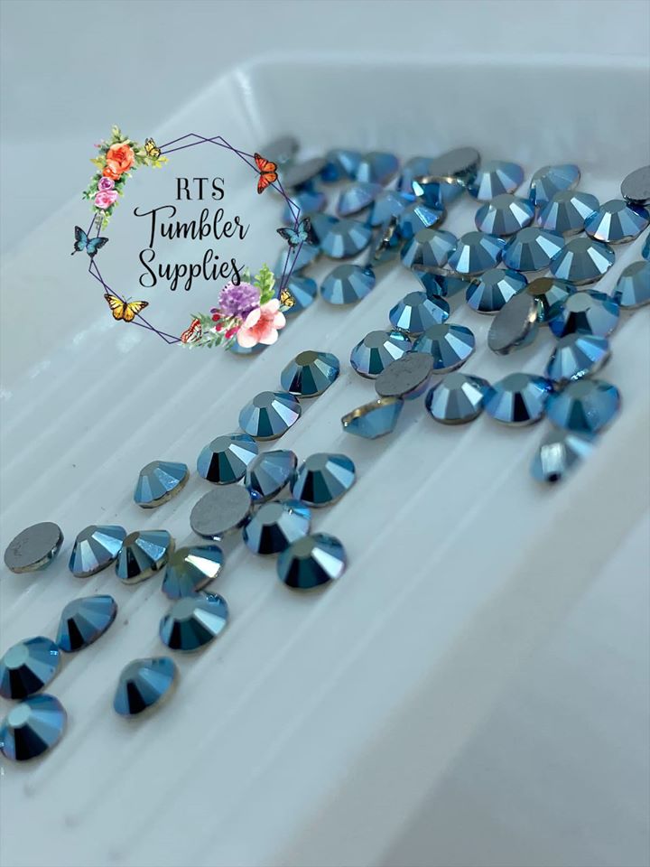 SKY BLUE METAL GLASS RHINESTONES