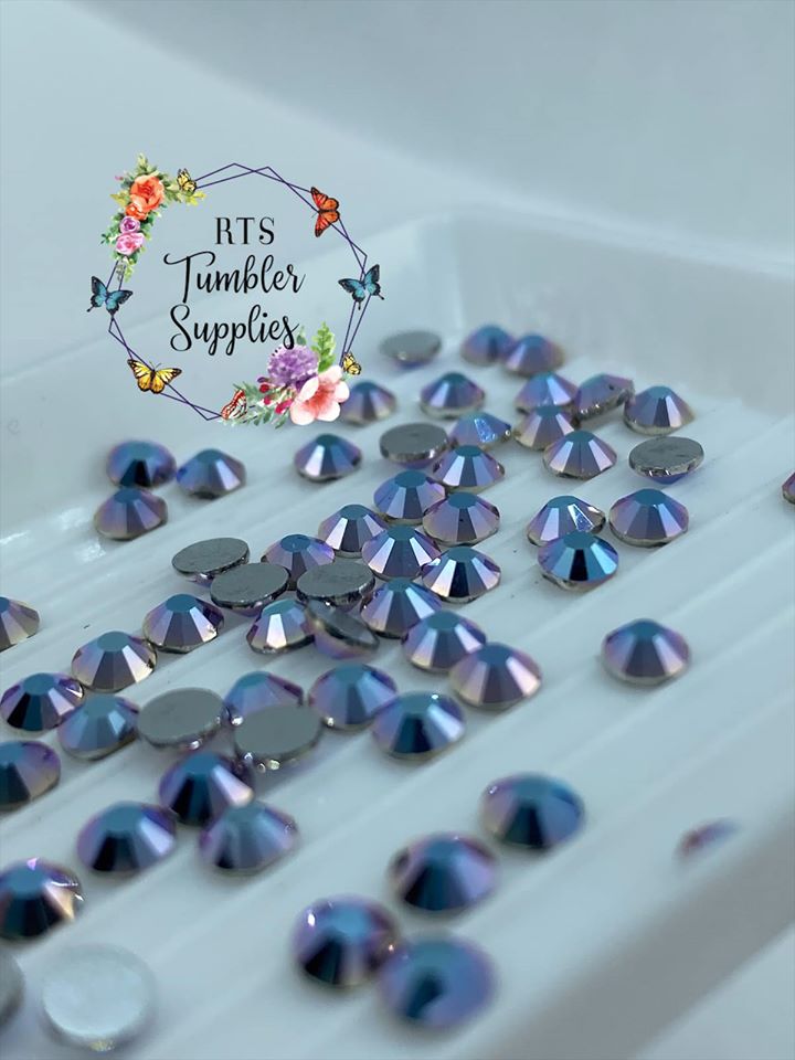 CYAN METAL GLASS RHINESTONES