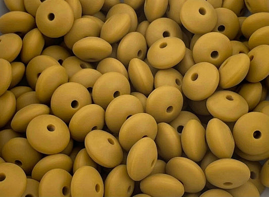 Bag of 100 12mm Olive Green Solid Silicone Lentil Beads