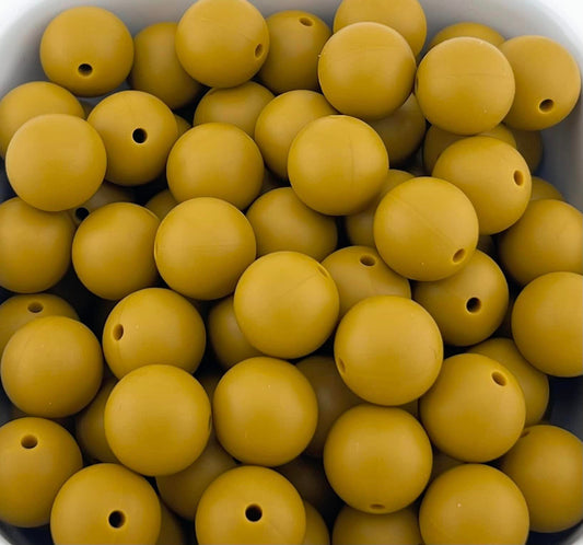 15mm Olive Green Solid Silicone Bead