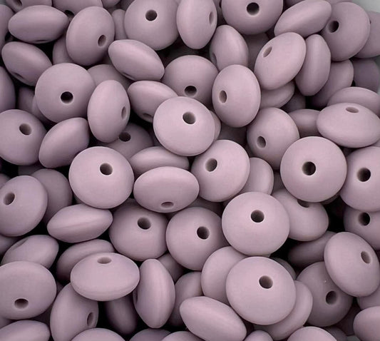 Bag of 100 12mm Wisteria Solid Silicone Lentil Beads