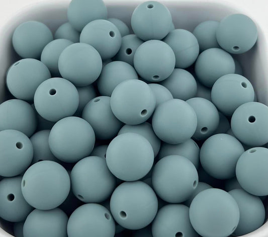 15mm Storm Grey Solid Silicone Bead