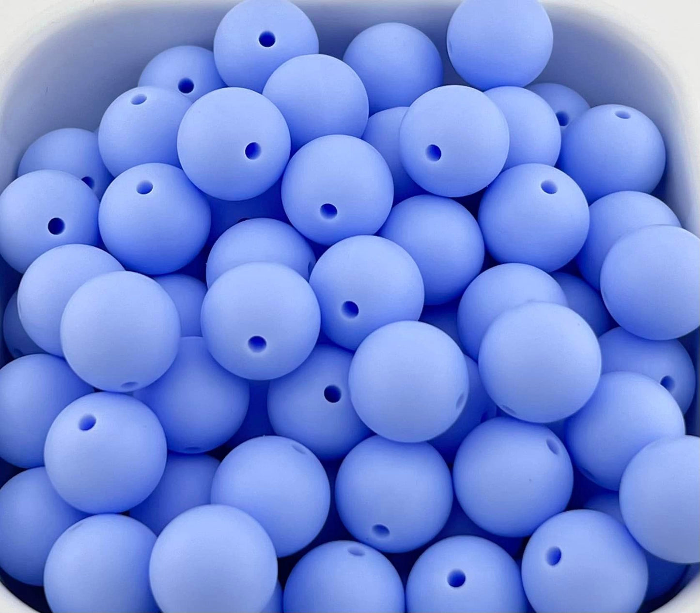 Pack of 100 15mm Light Periwinkle Solid Silicone Beads