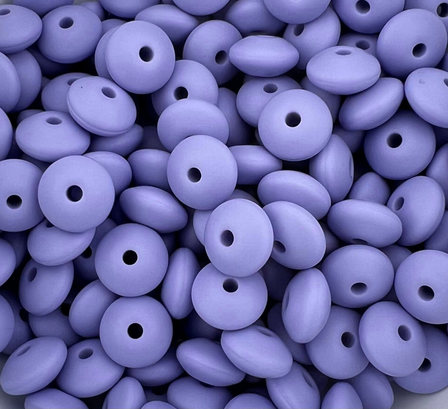 Bag of 100 12mm Taro Solid Silicone Lentil Beads