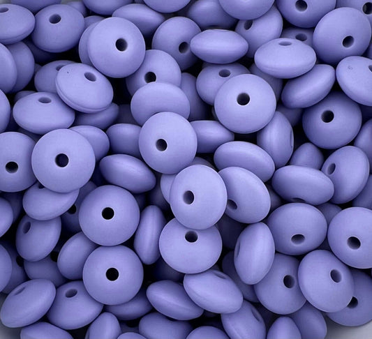Bag of 100 12mm Taro Solid Silicone Lentil Beads