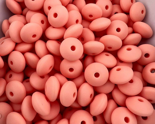 Bag of 100 12mm Peach Fizz Solid Silicone Lentil Beads