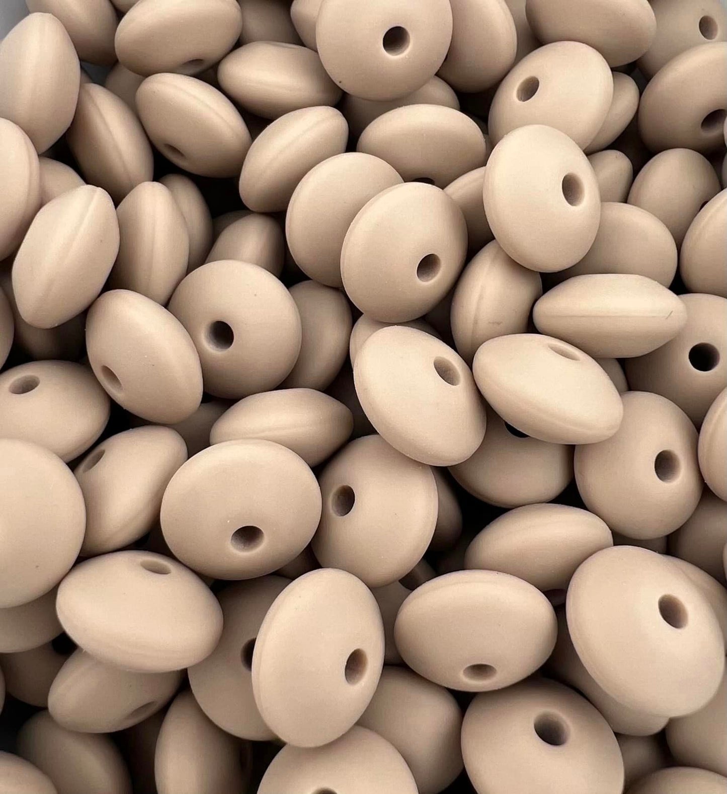 Bag of 100 12mm Doe Skin Solid Silicone Lentil Beads