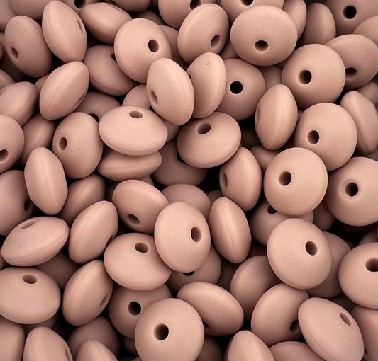 Bag of 100 12mm Mahogany Rose Solid Silicone Lentil Beads