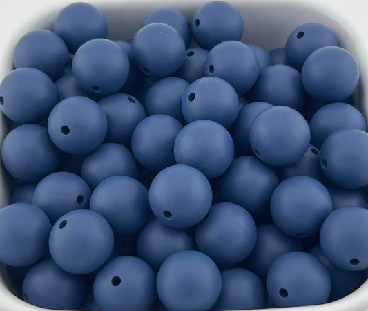 15mm Deep Sea Blue Solid Silicone Bead