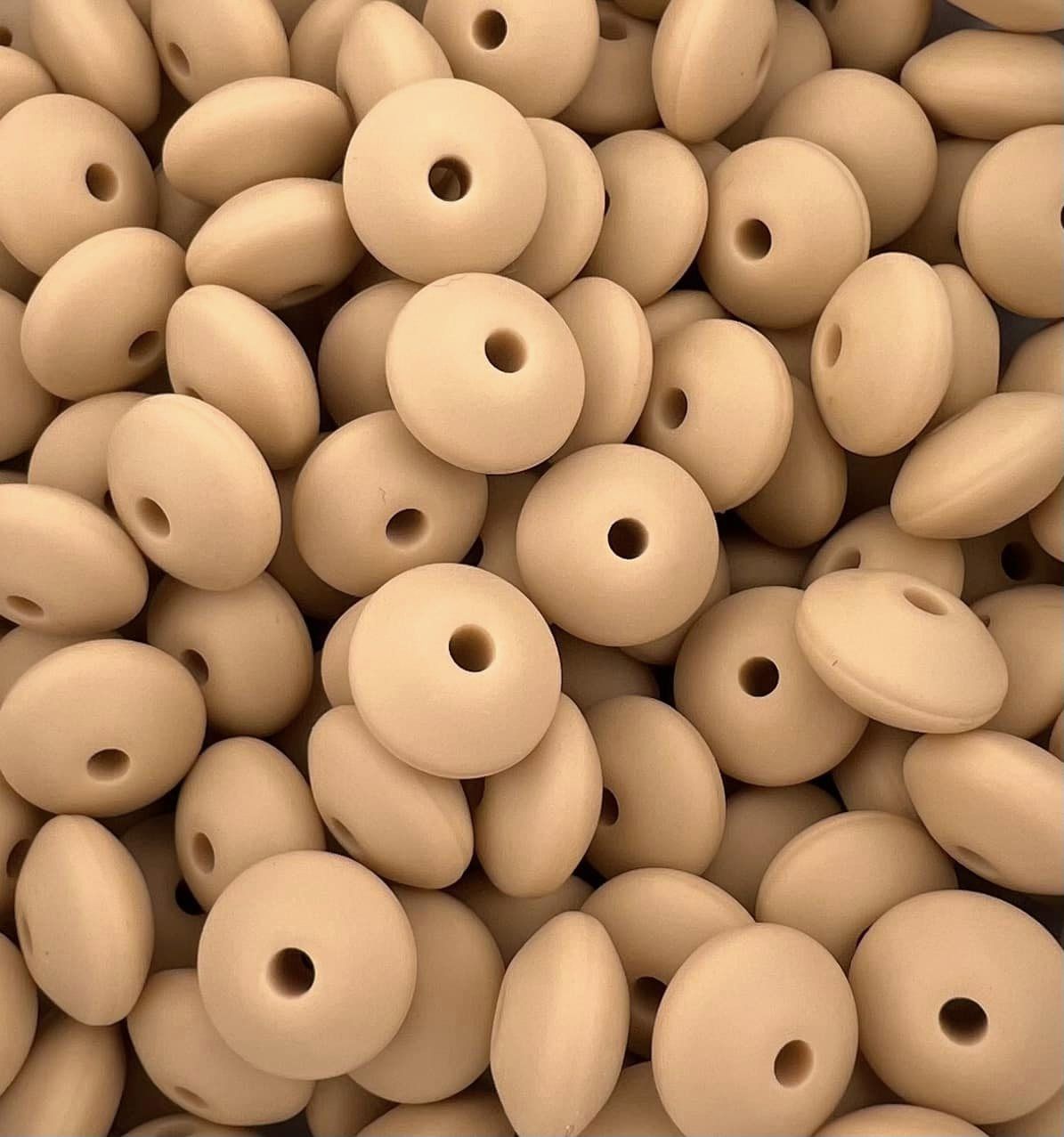 Bag of 100 12mm Wheat Solid Silicone Lentil Beads