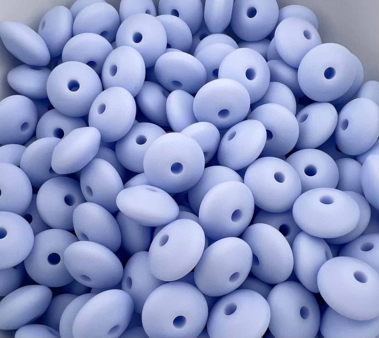Bag of 100 12mm Baby Blue Solid Silicone Lentil Beads