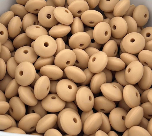 Bag of 100 12mm Oat Solid Silicone Lentil Beads