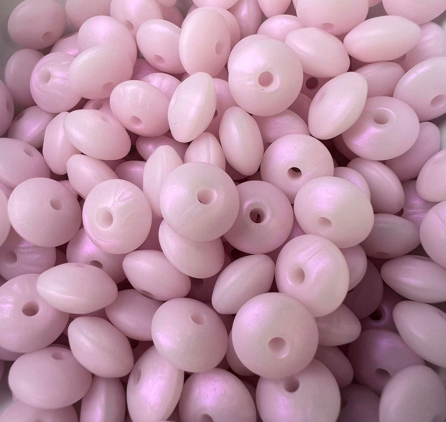 Bag of 100 12mm Aurora Pink Solid Silicone Lentil Beads