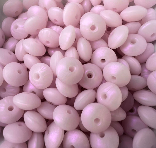Bag of 100 12mm Aurora Pink Solid Silicone Lentil Beads