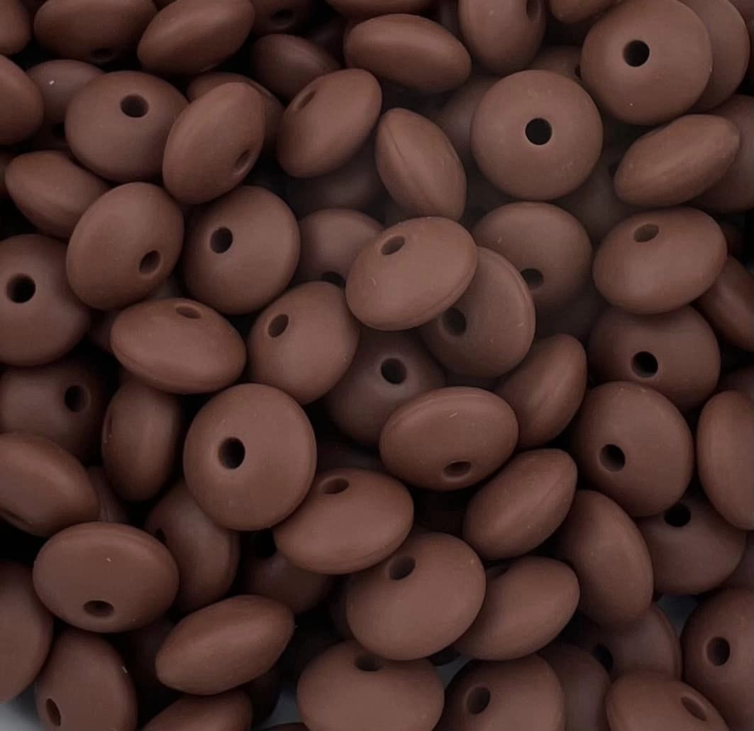 Bag of 100 12mm Fudge Solid Silicone Lentil Beads