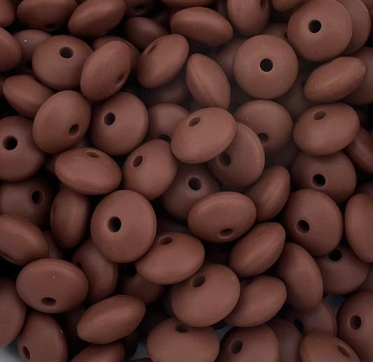 Bag of 100 12mm Fudge Solid Silicone Lentil Beads