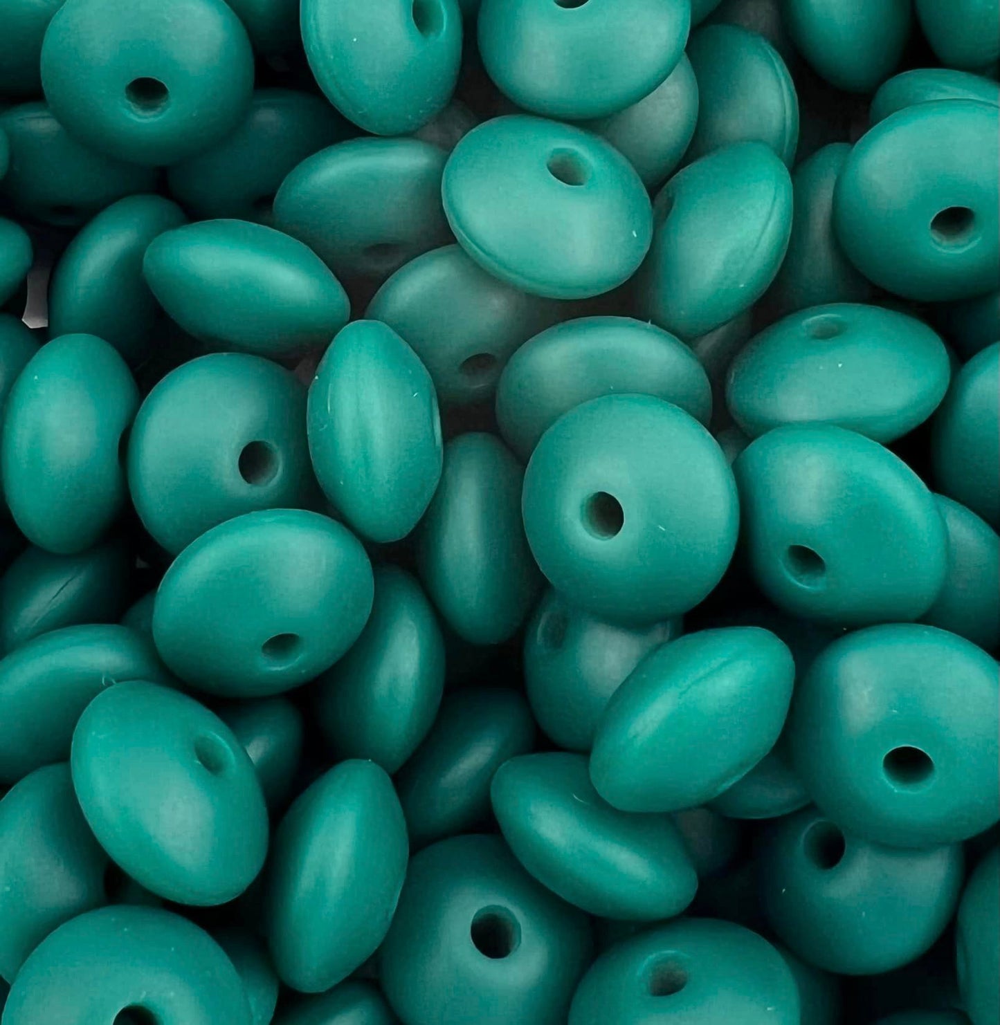 Bag of 100 12mm Jade Solid Silicone Lentil Beads