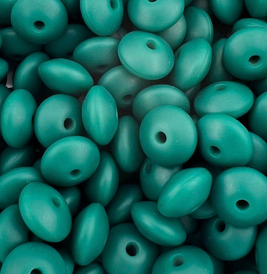Bag of 100 12mm Jade Solid Silicone Lentil Beads