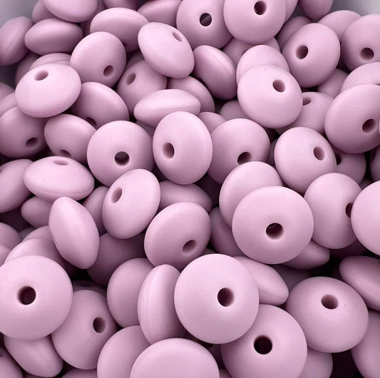 Bag of 100 12mm Pale Wisteria Solid Silicone Lentil Beads
