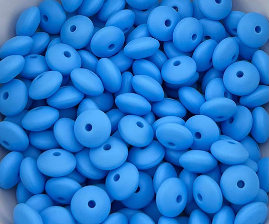 Bag of 100 12mm Cornflower Solid Silicone Lentil Beads