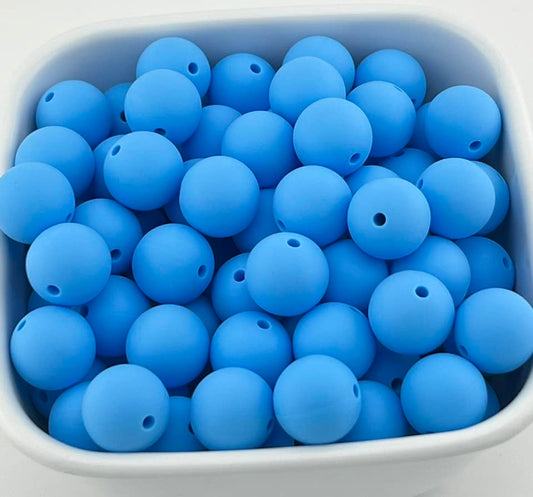 15mm Cornflower Blue Solid Silicone Bead