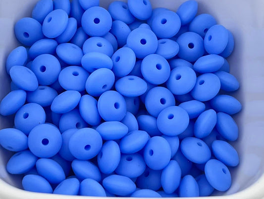 Bag of 100 12mm Periwinkle Solid Silicone Lentil Beads