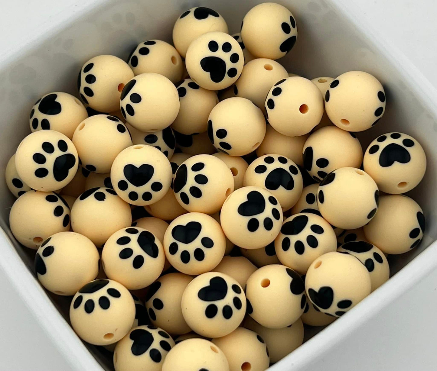 Pack of 30 15MM Large Paw Print beads