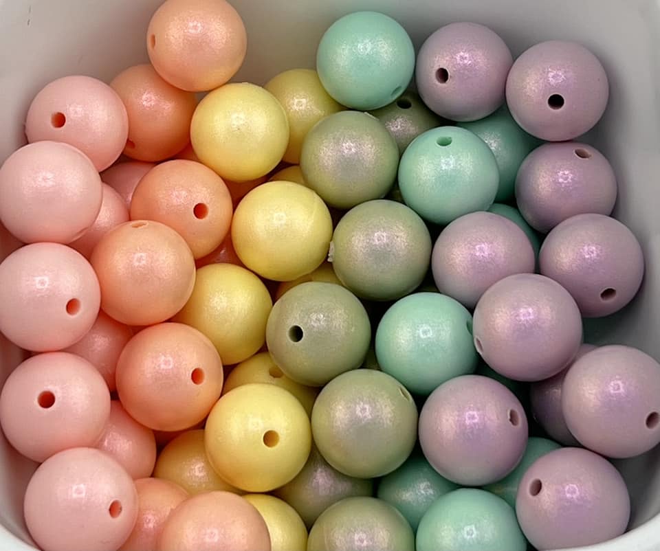 15mm Pastel Rainbow Opal Silicone Bead Set