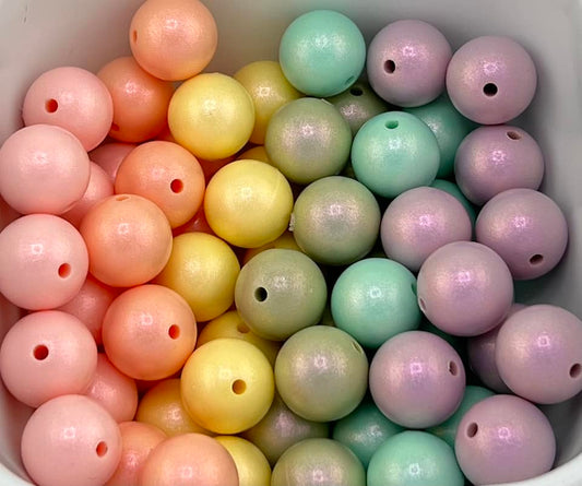 15mm Pastel Rainbow Opal Silicone Bead Set