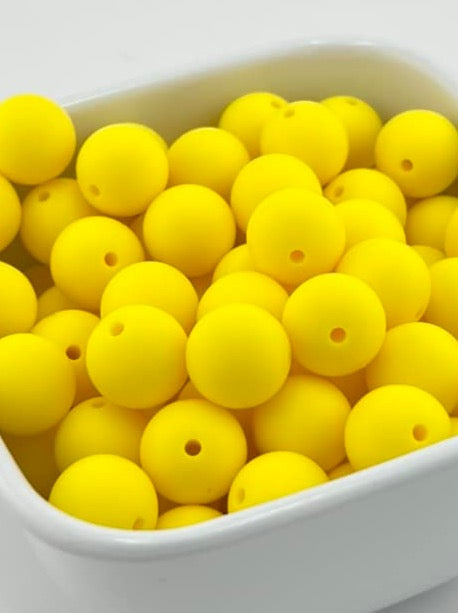 15mm Bright Yellow Solid Silicone Bead