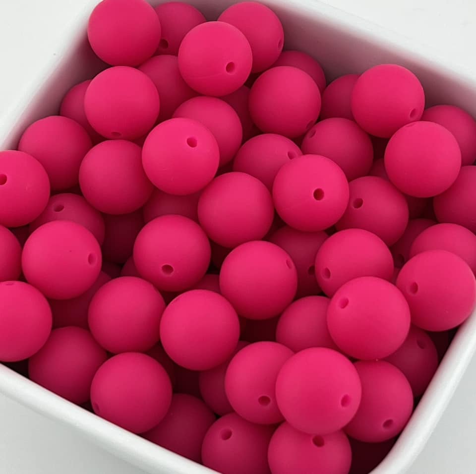 15mm Fuchsia Solid Silicone Bead