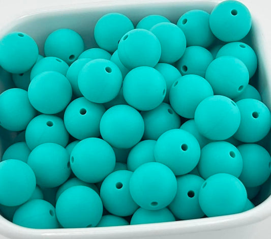 15mm Turquoise Solid Silicone Bead