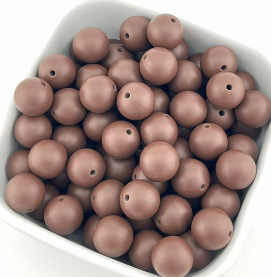 Pack of 100 15mm Milk Chocolate Solid Silicone Beads
